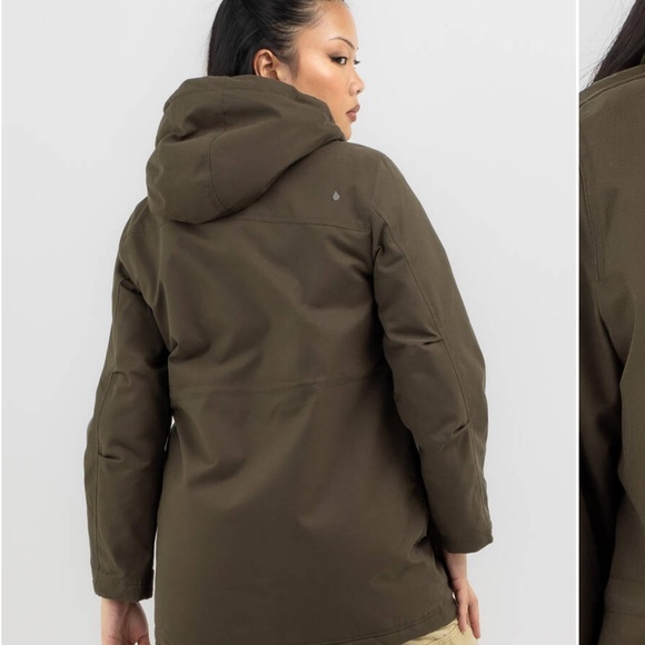 VOLCOM Less is More Sherpa Lined Hooded Weatherproof Jacket rust Orange - Picture 12 of 14